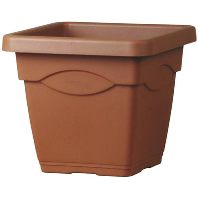 VASO QUADRO QUADRATO VASI FIORI RESINA COLORATI da esterno e giardino piante fiori (VASO 32 CM - TERRACOTTA)